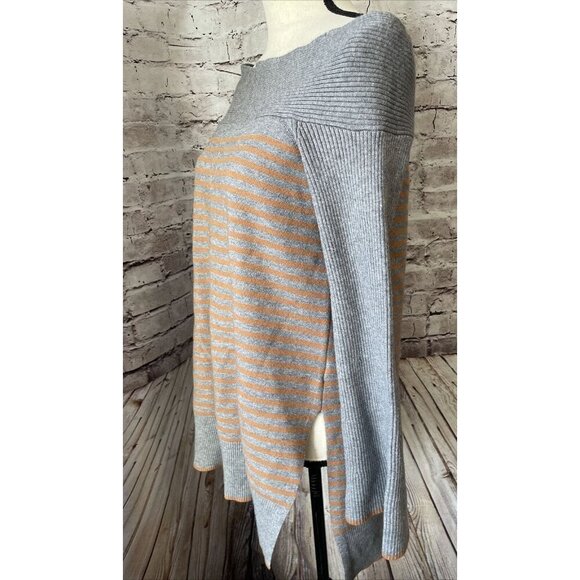 Anthropologie Off Shoulder Grey Striped Women’s‎ Sweater Tunic S Casual - Picture 2 of 4